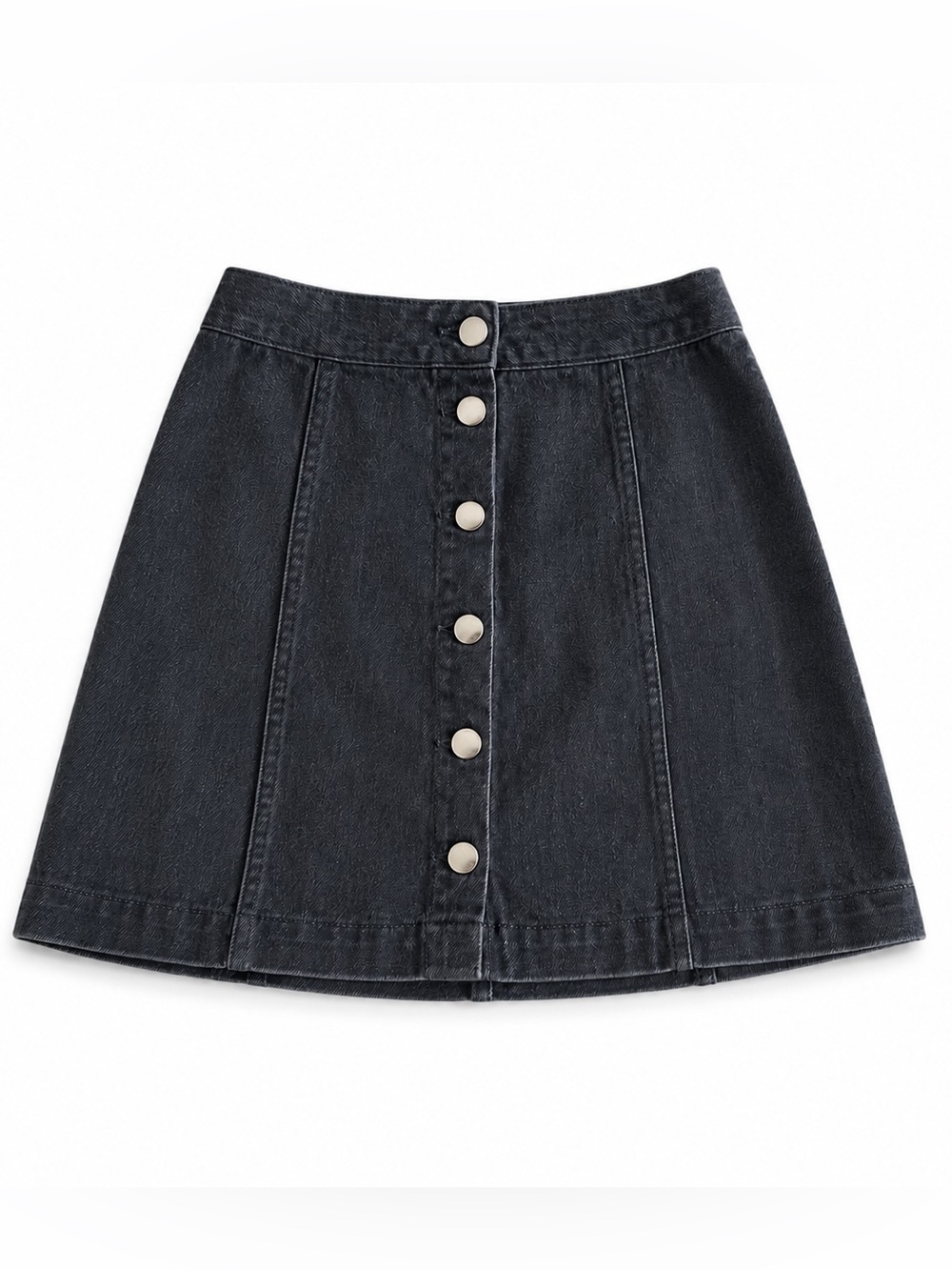 H&M Button Front Black Denim Skirt - Size 2
